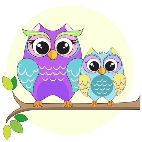 Owl Mom With Son Stock Vector Illustration Of Colored 67374272