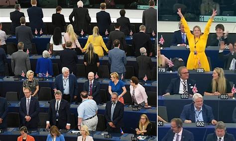 Brexit Partys Euro Mps Turn Their Backs As The Eus Anthem Plays