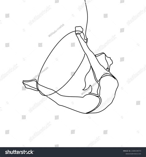 Continuous One Line Drawing A Female Acrobat Royalty Free Stock Vector 2184339773