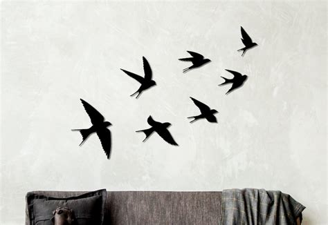 Swallow Wall Art Flock Of Flying Birds Wooden Birds Wall Etsy