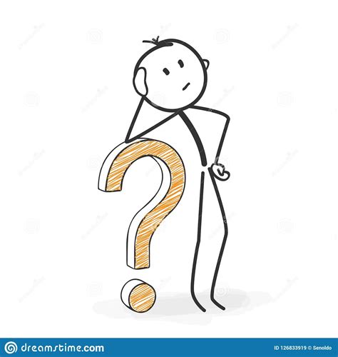 Stick Figure Cartoon Stickman With A Question Mark Icon Looking For