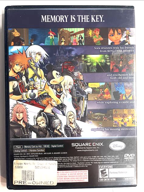 Kingdom Hearts Re Chain Of Memories Sony Playstation 2 Ps2 Game The