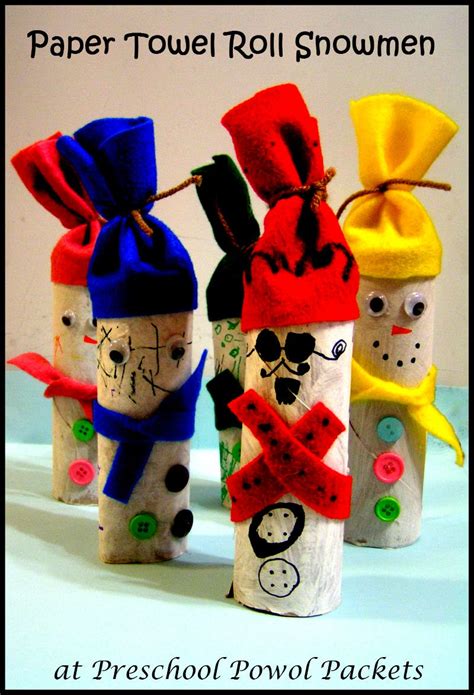 Paper Towel Roll Snowmen Craft Preschool Powol Packets