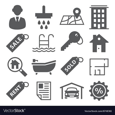 Real Estate Icons Royalty Free Vector Image Vectorstock