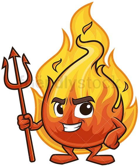 Devil Flame Mascot On Fire Cartoon Clipart Vector Friendlystock