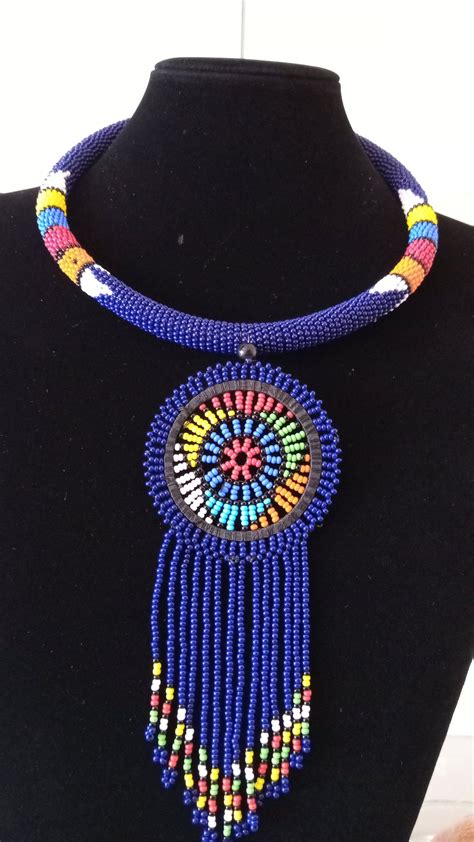 On Sale African Zulu Beaded Necklace Blue African Etsy Beaded Necklace Blue Beaded Necklace
