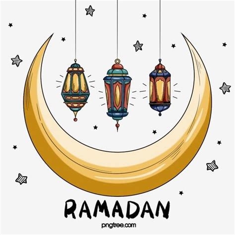 Hand Drawn Ramadan Festival Elements Moon And Stars Ramadan Lantern