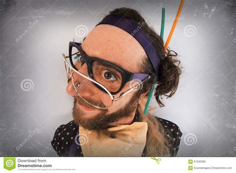 Bearded Crazy Person Lunatic Stock Photo Image Of Glasses Crazy