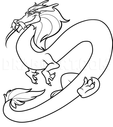 How To Draw A Cartoon Chinese Dragon Coloring Page Trace Drawing