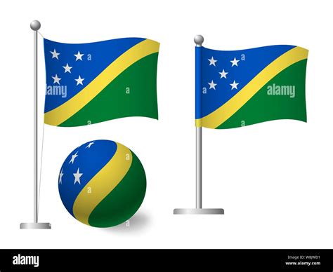 Solomon Islands Flag On Pole And Ball Metal Flagpole National Flag Of Solomon Islands
