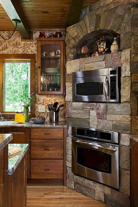 15 warm & cozy rustic kitchen designs for your cabin 0 comments winter is coming which means that it's going to get really cold outside and everyone will try to get their hands on a warm mountain cabin in order to spend some time enjoying the winter landscape as well as enjoying the snow with the skis and sleds. 56 Favourite Log Cabin Homes Modern Design Ideas | Rustic kitchen island, Farmhouse kitchen ...