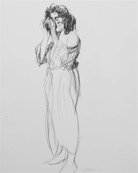 Woman Standing Drawing By Galya Tarmu Fine Art America