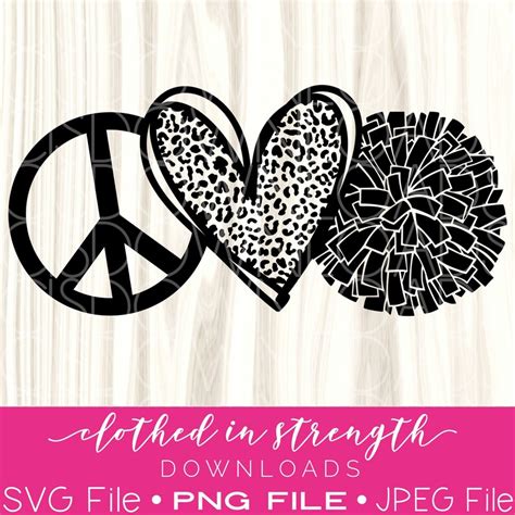 Peace Love Cheer SVG File Football Mom Download Competition - Etsy