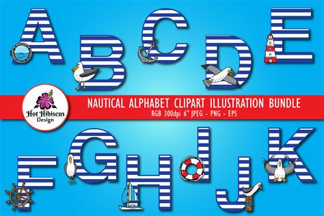 Nautical Alphabet Letters Clipart Bundle