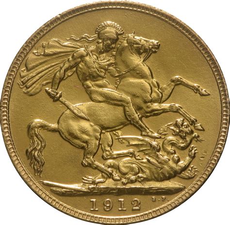 There may be slight wear and edge knocks on these half sovereigns which does not take away from their bullion value. 1912 Gold Sovereign - King George V - London - £292