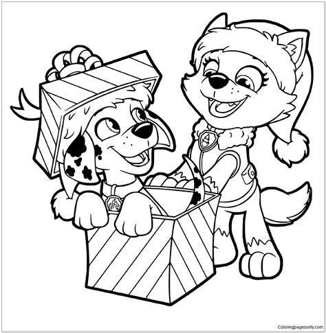 Paw patrol printable badges to color. Paw Patrol Christmas Gifts Coloring Pages - Cartoons Coloring Pages - Free Printable Coloring ...