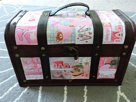 Baby shower gift boxes australia. Decoupage Keepsake Baby Girl Baby Shower Wooden Trunk Gift ...