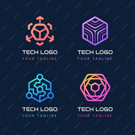 Premium Vector Futuristic Tech Logo Set With Gradient Style