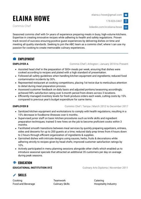 Commis Chef Resume Cv Example And Writing Guide