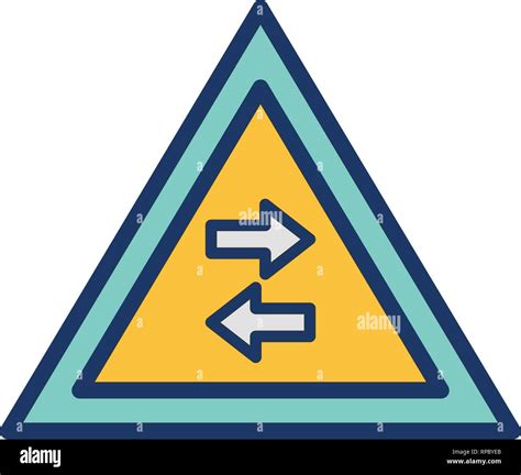Vector Two Way Traffic Crosses One Way Road Sign Icon Stock Vector