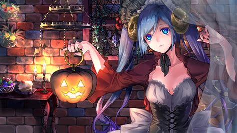 Hd Wallpaper Anime Vocaloid Halloween Hatsune Miku Pumpkin Real
