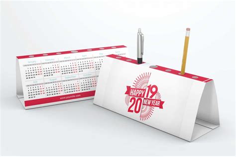 Useful Pen Holder Desk Calendar Psd Mockup Desk Calender Pen Holders