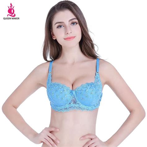 buy [queen maker] 2018 new embroidery thin breathable sexy lace bras for woman