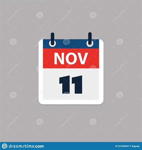 Calendar Page Design For Day November 11th Usa Veterans Day Vector