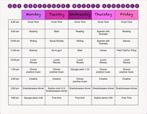 》free Printable Homeschooling Schedule Template