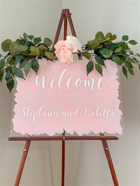Baby Shower Welcome Sign Acrylic Welcome Sign Brushed Back Etsy