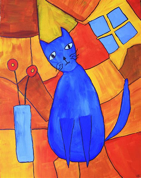 Picassos Blue Cat Painting By Lynn Marie Gildersleeve