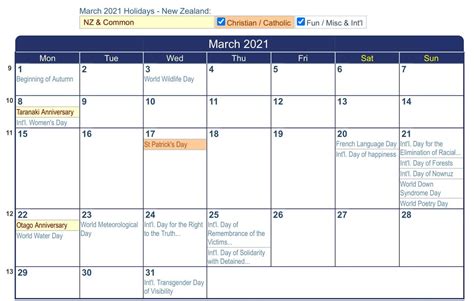 Calendar 2021 March Holidays Printable March 2021 Calendar Holidays