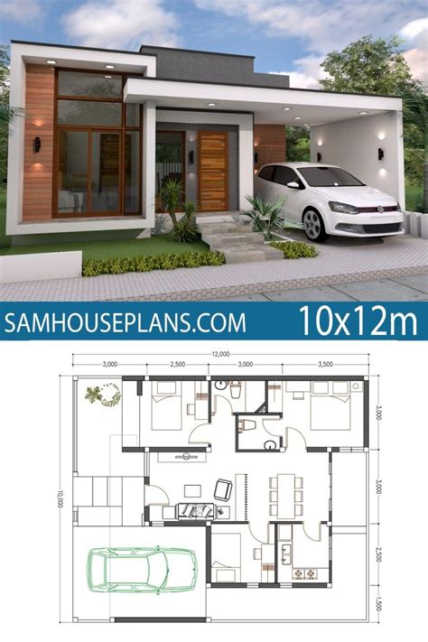 Home Plan 10x12m 3 Bedrooms Sam House Plans Bungalow House Plans