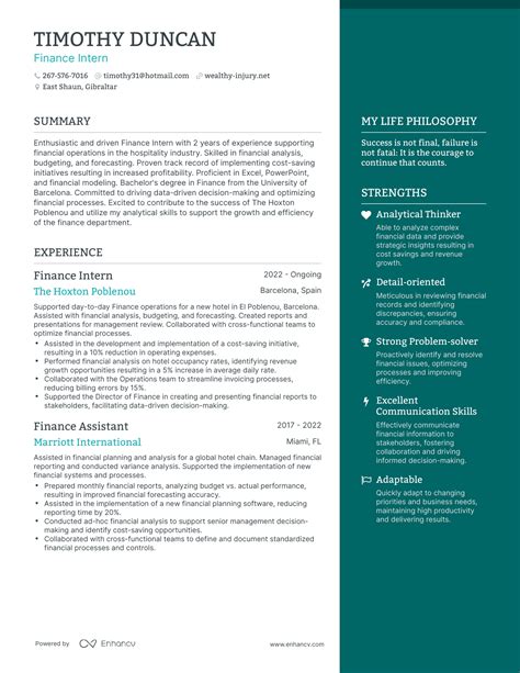 3 Finance Intern Resume Examples And How To Guide For 2023