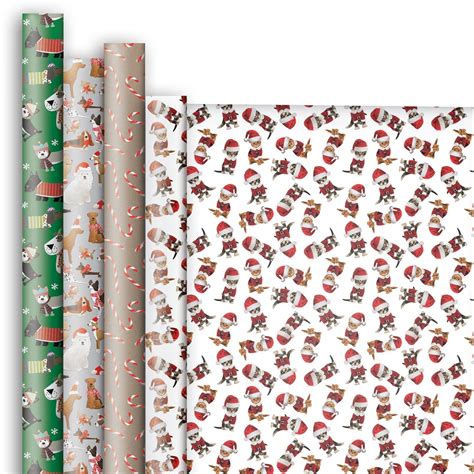 Christmas T Wrap Wrapping Paper Roll Assortment 4 Jumbo Rolls 10ft