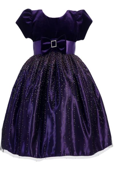Purple Velvet And Satin Holiday Dress With Sparkle Tulle Overlay Girls 6