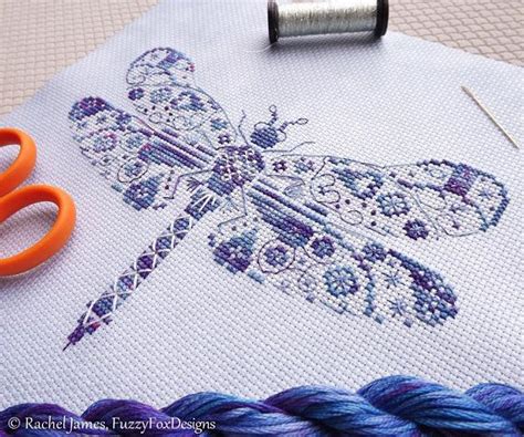 The most commonly used thread for counted and stamped cross stitch is stranded cotton (or floss). Variegated Dragonfly Cross Stitch Pattern PDF | Chart for ...