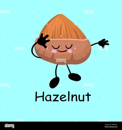 Hazelnut Cute Nut Character With Hands And Eyes Cartoon Fruit Or