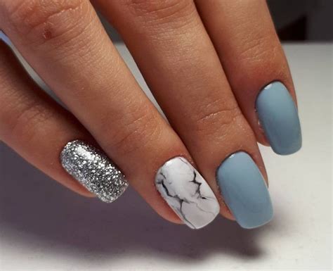 Gorgeous summer nail colors & designs to try this summer. Nail Art #3764 | Light blue nails, Marble nails, Gel nails