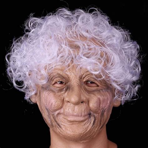 Costume Accessories Halloween Granny Latex Headgear Old Woman With Hair Party Props For Adult