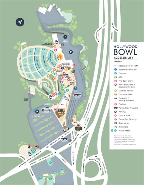 Bowl Accessibility Map Hollywood Bowl