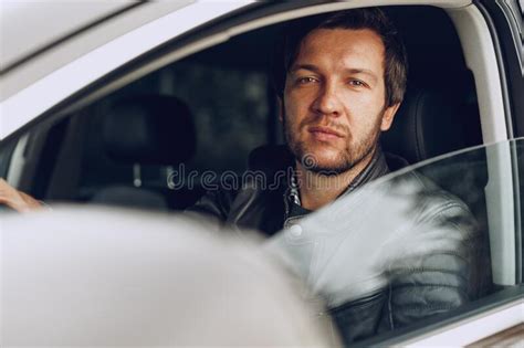 Confident Young Man Sitting In A Car Stock Photo Image Of Male