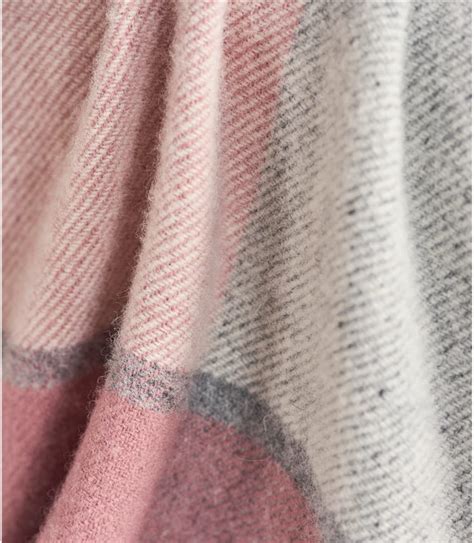 Charcoalpink Pure New Wool Block Check Throw Woolovers Uk