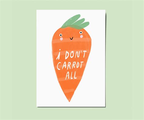 I Dont Carrot All Postcard Funny Pun Quote Greeting Etsy Uk