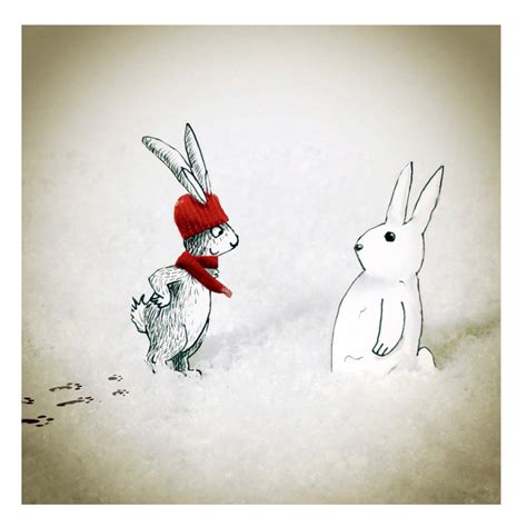 Christmas Rabbit And Snow Rabbit Louise Tate Illustration