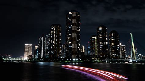 Download Wallpaper 3840x2160 Night City Buildings