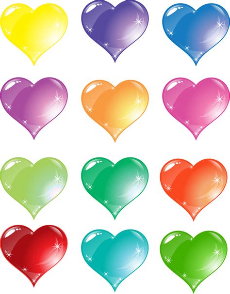 Free Vector がらくた素材庫 カラフルなハートのクリップアート Colorful Heart Love Vector イラスト素材