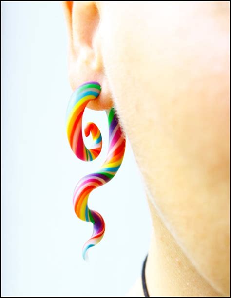 Rainbow Fake Gauges Candy Earrings Rainbow Earrings
