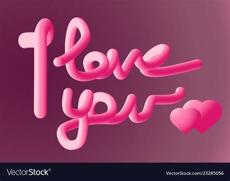 I Love You Beautiful Lettering Text With 2 Pink Vector Image