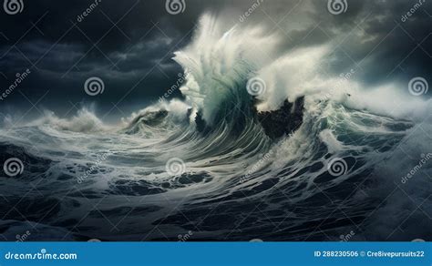 Lightning And Stormy Seas Ominous Clouds Weather Stock Illustration
